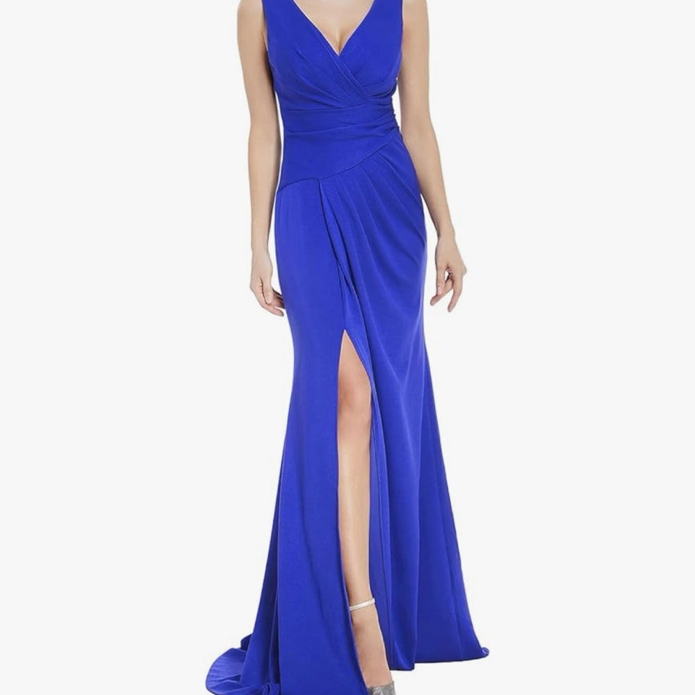 Elegant Cobalt Blue Women's Formal Gown - size L